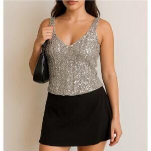 Champagne Sequin Party Top  ✨ Coquette Glam y2k It Girl Bratz New years eve